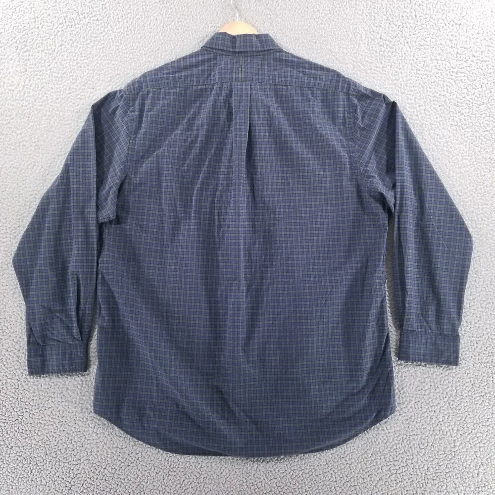Ralph Lauren Shirt Mens XL Navy Plaid Classic Fit Button Down Cotton Stretch